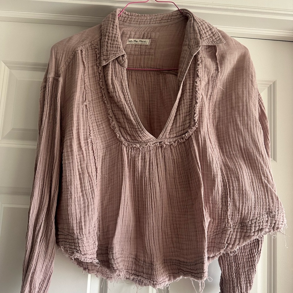 Free people cozy dreams pullover top  raw edge boho xs